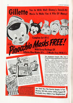 "AMERICAN DRUGGIST" TRADE PUBLICATION WITH AD/POSTER PROMOTING PINOCCHIO MASKS.