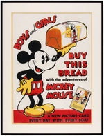 "MICKEY MOUSE" FRAMED BREAD PICTURE CARD STORE SIGN.