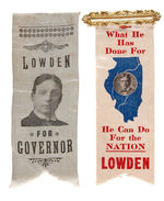 LOWDEN GOVERNOR AND HOPEFUL RIBBON PAIR.