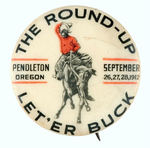 PAIR OF EARLY WESTERN RODEO BUTTONS FROM HAKE COLLECTION & CPB.