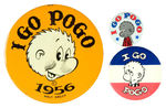 THREE POGO POSSUM BUTTONS INCLUDING LARGE VINTAGE 4" LITHO.