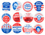 "ARCHIE BUNKER FOR PRESIDENT" VENDING MACHINE BUTTON SET.