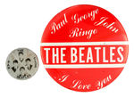 PAIR OF RARE BEATLES 1960s BUTTONS.