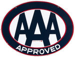 "AAA APPROVED" PORCELAIN SIGN.