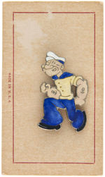 POPEYE ENAMEL PIN IN SELDOM SEEN COLORS ON RARE BUT GENERIC CARD.