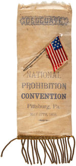 "DELEGATE" RIBBON FOR 1896 "NATIONAL PROHIBITION CONVENTION."