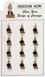 "FREEDOM NOW/SHOW YOUR BADGE OF COURAGE" 1960s COMPLETE STORE CARD WITH 12 BADGES.