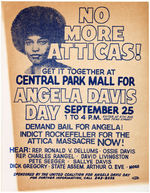 ANGELA DAVIS DAY/ATTICA PROTEST RARE N.Y.C. 1971 HANDBILL PLUS HER ATTORNEY'S LECTURE HANDBILL.