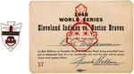 1948 CLEVELAND INDIANS WORLD SERIES PRESS PIN & PASS.