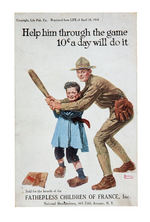 "FATHERLESS CHILDREN OF FRANCE, INC" POSTCARD WITH NORMAN ROCKWELL ART.