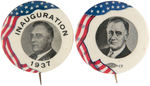 PAIR OF CLASSIC FDR PORTRAIT BUTTONS WITH DRAPED FLAG MOTIF.