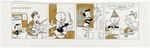 “DONALD DUCK” FRANK GRUNDEEN 1970-1974 DAILY COMIC STRIP ORIGINAL ART TRIO WITH NEPHEWS.