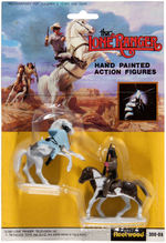 "THE LONE RANGER & TONTO" CARDED HORSEBACK FIGURES LOT.