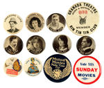 TWELVE EARLY MOVIE BUTTONS FROM THE 1920s TO EARLY 30s.