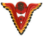 LAMINATED AND CARVED BAKELITE “V” FORMAT WINGS PIN CIRCA 1942.