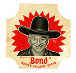 "OFFICIAL HOPALONG CASSIDY HANG UP ALBUM" BOND BREAD PREMIUM LABEL DISPLAY FOLDER.