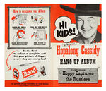 "OFFICIAL HOPALONG CASSIDY HANG UP ALBUM" BOND BREAD PREMIUM LABEL DISPLAY FOLDER.