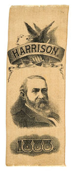 "HARRISON 1888" SCARCE RIBBON WITH PORTRAIT, EAGLE AND SHIELD.