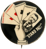 THEODORE ROOSEVELT “STAND PAT!” CLASSIC BUTTON WITH FIRST SEEN BACK PAPER DESIGN.