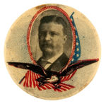 ROOSEVELT WITH FLAG AND EAGLE SCARCE PORTRAIT BUTTON.