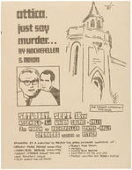 MAY DAY 1969 AND TWO ATTICA 1971 PROTEST RALLY HANDBILLS PLUS 2 BUTTONS.