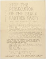 BLACK PANTHER 1969-1970 HANDBILLS NAMING FRED HAMPTON, WM. KUNSTLER, ABBIE HOFFMAN, PANTHER SISTERS.