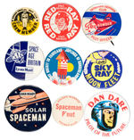 COLLECTION OF NINE ENGLISH SPACE-THEMED BUTTONS