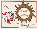 “HANK ZUREICK CINCINNATI REDS” PUBLICITY DIRECTOR CHRISTMAS CARD W/MR. REDLEGS.