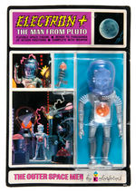 "THE OUTER SPACE MEN BY COLORFORMS ELECTRON+ THE MAN FROM PLUTO" CARDED ACTION FIGURE.