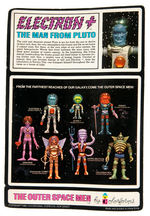 "THE OUTER SPACE MEN BY COLORFORMS ELECTRON+ THE MAN FROM PLUTO" CARDED ACTION FIGURE.