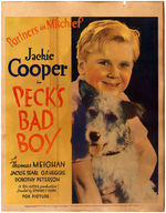 JACKIE COOPER "PECK'S BAD BOY" WINDOW CARD.