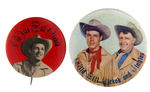 "WILD BILL HICKOK" AND "WILD BILL HICKOK AND JINGLES" BUTTON PAIR.