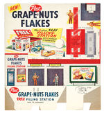 "GRAPE-NUTS FLAKES" CEREAL BOX WITH PUNCH-OUT FILLING STATION INCLUDING ROY ROGERS BILLBOARD SIGN.