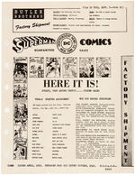 GOLDEN AGE COMIC BOOK SALES SHEETS/ORDER SHEET LOT.