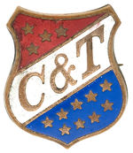 "C&T" ENAMEL AND BRASS SHIELD PIN FOR CLEVELAND/THURMAN 1888.