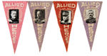 WORLD WAR I "ALLIED HEROES" MINI PENNANT LOT.