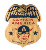 "CAPTAIN AMERICA SENTINELS OF LIBERTY" BRASS VERSION CLUB BADGE, 99% MINT.