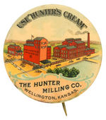 BUTTON WITH SUPERB COLOR AERIAL VIEW OF KANSAS MILLING CO. 1906-1907.