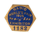 FOUR VERY EARLY RADIO INDUSTRY BADGES.