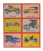 "COLLECTOR'S AUTOMOBILE FLIP CARDS" UNCUT SHEET.