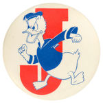 ANGRY DONALD DUCK LARGE UNAUTHORIZED PROBABLE HIGH SCHOOL BUTTON.