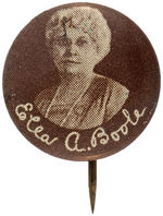 RARE PORTRAIT BUTTON FOR ELLA A. BOOLE SOCIAL REFORMER AND HEAD OF BOTH NATIONAL AND WORLD WCTU.