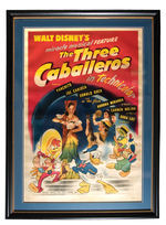 "THE THREE CABALLEROS" ELABORATELY FRAMED MOVIE POSTER.