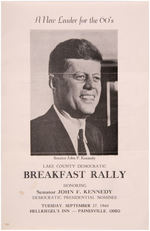 JOHN KENNEDY PROGRAM FROM PAINESVILLE OHIO BREAKFAST SEPT. 27, 1960.