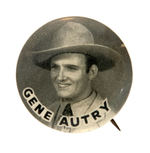 "GENE AUTRY" FOUR EARLY PORTRAIT BUTTONS WITH MATCHING SETS OF PHOTOS.