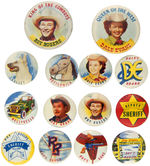 ROY ROGERS 12 OF 15 SMALL SIZE CANADIAN PREMIUM BUTTONS PLUS TWO LARGER.