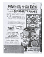 ROY ROGERS BUTTONS COMPLETE SET FROM POST'S GRAPE-NUT FLAKES WITH BEANIE.