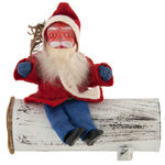 SANTA CLAUS ON LOG CANDY CONTAINER.