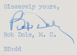 "BOB DOLE" TWO SIGNED LETTERS AND PRESS RELEASE ALL WITH JSA CERTIFICATES.