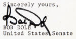 "BOB DOLE" TWO SIGNED LETTERS AND PRESS RELEASE ALL WITH JSA CERTIFICATES.